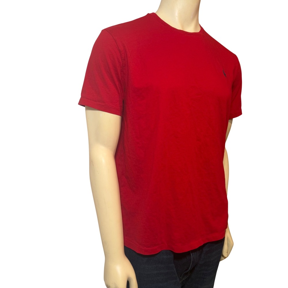 Polo Ralph Lauren Mens Red Crewneck Short Sleeve T-Shirt Pony Logo Large 0919 - Picture 2 of 9